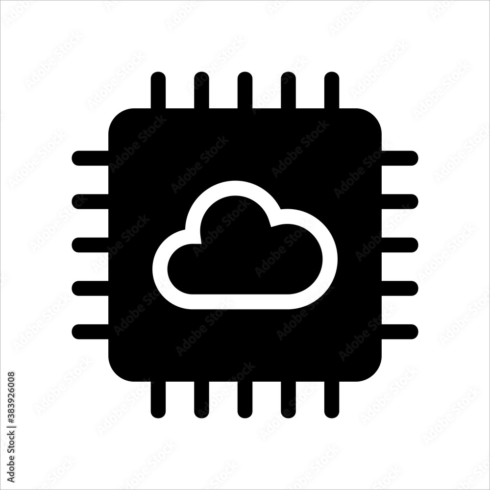Poster computer cpu icon vector. solid style icon vector concept