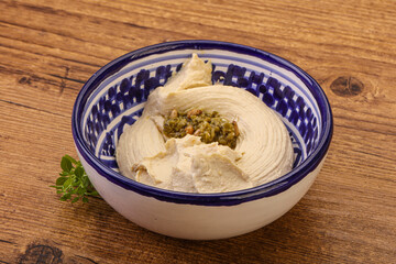 Vegan food - hummus with olive oil