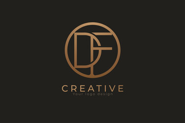 Abstract initial letter D and F logo, usable for branding and business logos, Flat Logo Design Template, vector illustration
