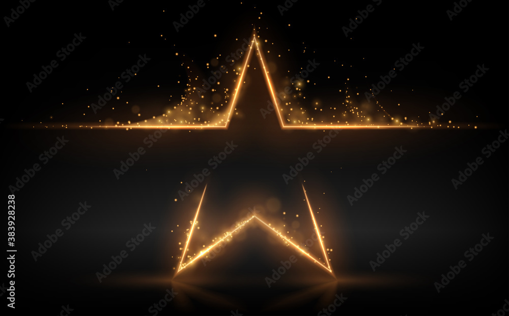 Wall mural gold star with glowing sparks effect