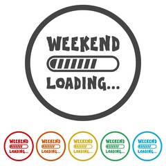 Weekend loading bar ring icon, color set