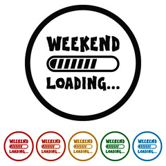 Weekend loading bar ring icon, color set