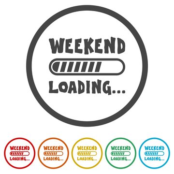 Weekend loading bar ring icon, color set
