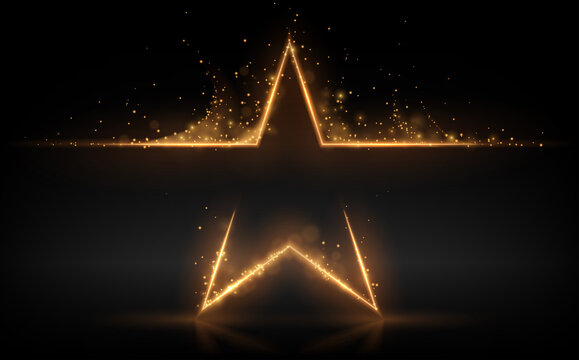 Gold star with glowing sparks effect