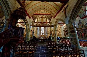 Fototapeta na wymiar Enclos Paroissial de Lampaul-Guimiliau, L'église Notre-Dame, Armorique, Finistère, Bretagne, France 