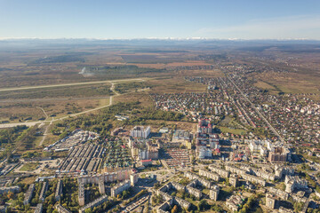 Aerial view of Ivano-Frankivsk city, Ukraine.