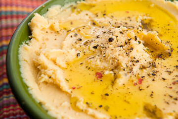 A bowl of creamy hummus