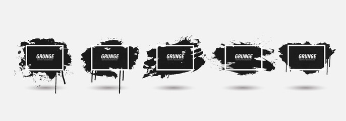 Black grunge brush stroke with white frame. 