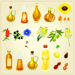 Oil and vegetables set