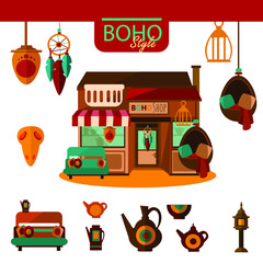 set of icons boho style