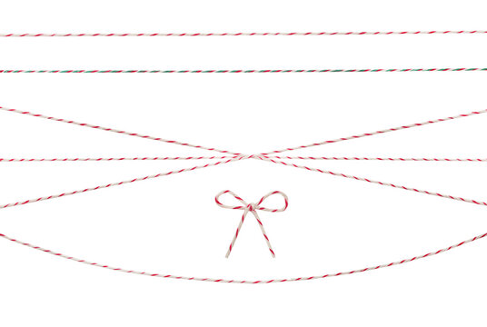 Twine rope isolated set.Parcel decor.Christmas holiday package decoration.Braided string,ribbon.