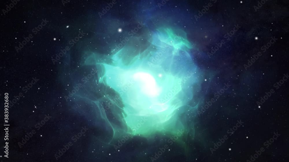 Sticker nebula clouds moving in the universe