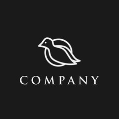 Fototapeta na wymiar Logo design template, with black and white line art bird icon