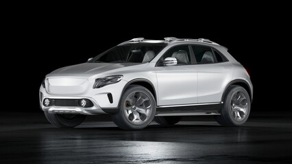 Obraz na płótnie Canvas 3D rendering of a brand-less generic SUV concept car 