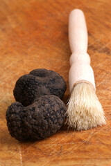 organic summer truffle and a brush to clean