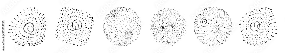 Poster set of spheres consisting of particles. modern wireframe elements. technology grid sphere. vector il