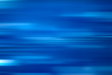 Acceleration speed motion on night road. Light and stripes moving fast over dark background. Abstract blue Illustration.