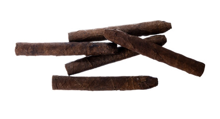 Hand rolled cigars isolated on white background