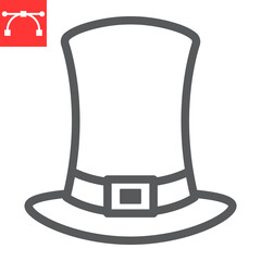 Pilgrim hat line icon, thanksgiving and celebration, hat sign vector graphics, editable stroke linear icon, eps 10.