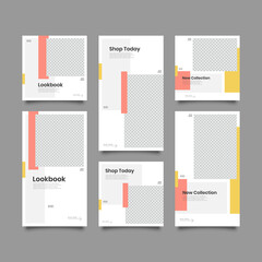 Set 6 of Social Media Network Stories and Post Sale Banner Background, Mobile App, Poster, Flyer, Coupon, Gift Card, Smartphone Template Story. editable template eps 10 vector