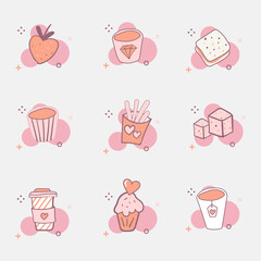 Colorful hand drawn valentine icon collection