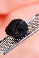 one organic summer truffle on a grater