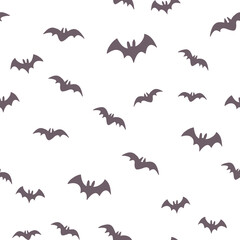Halloween pattern with flying bats. Vector seamless background. Bat simple illustration texture.