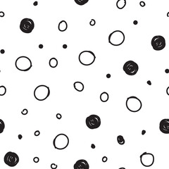 Dots seamless pattern. Hand drawn circles background texture.