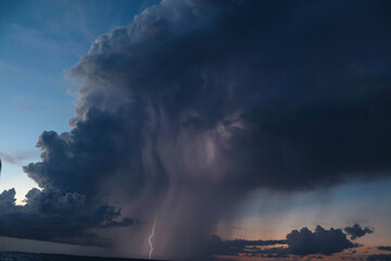 Dark clouds over the ocean during a tropical storm above caribbean see