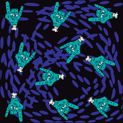 Halloween zombie hand flat icon,eps10 seamless pattern background