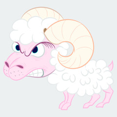 Illustration vector cartoon ram furious with background