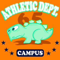 Illustration vector cute dianosaur and text with background
