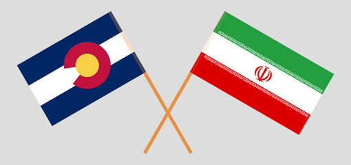 Crossed flags of The State of Colorado and Iran