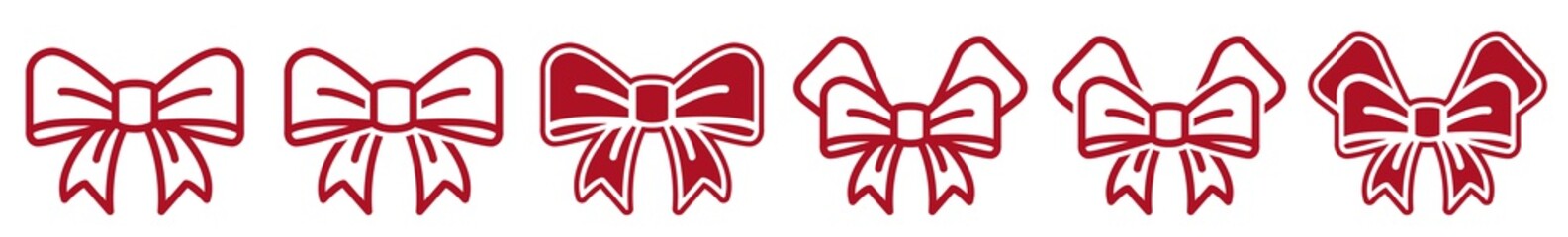 Ribbon Bow Icon Red | Wedding Ribbons Illustration | Birthday Gift Symbol | Christmas Bows Logo | Valentine's Day Sign | Isolated | Variations