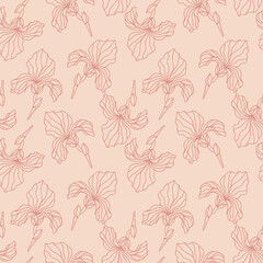 Floral seamless pattern with iris flowers