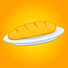 ilustracion vector cake de reposteria y plato en estilo de moda con fondo degradado
