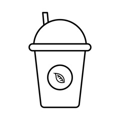 iced tea mug with leaf line style icon vector design