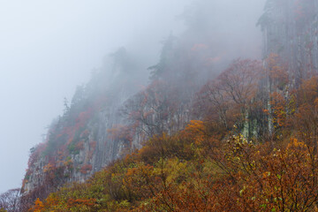 紅葉の秋山郷　布岩山