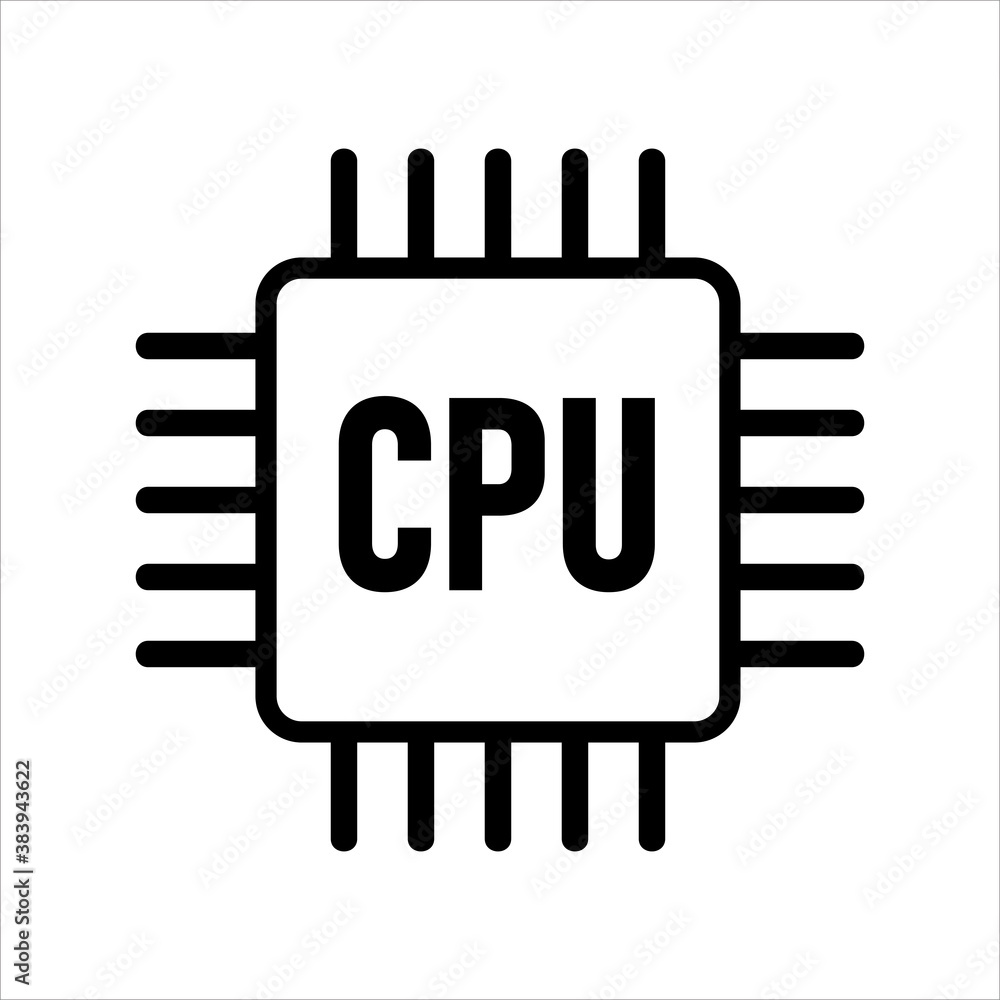 Poster computer cpu icon vector. outline style icon vector concept