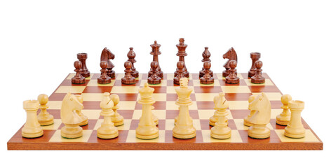Chess board set up to begin a game
