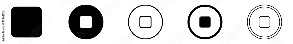 Poster stop button icon circle black | stop buttons illustration | video audio player navigate symbol | qui
