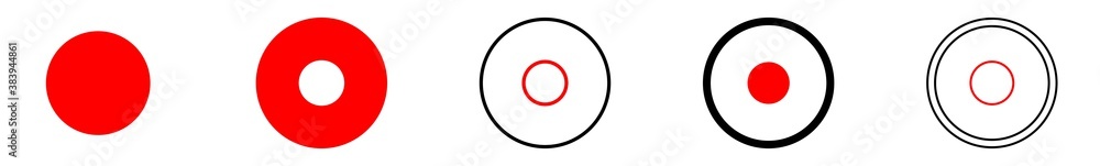 Poster record button icon circle red | rec buttons illustration | video audio player navigate symbol | reco