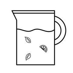 tea jar with leaves line style icon vector design