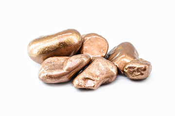 Sample of native copper isolated on White background, ore for industrial use