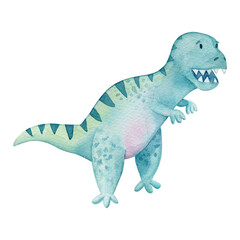 Green dinosaur clip-art isolated on white background. Toothy dino isolated on white background.