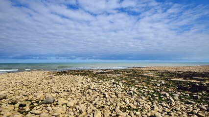 D-Day landing beach view in Normandy, France