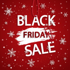 Black friday vector sale template. Grunge abstract red rough brush strokes. © ku4erashka