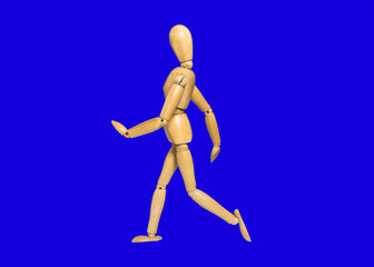 Manikin wooden puppet doll figure on colorful isolated background for artist drawing. representing creativity. creative business