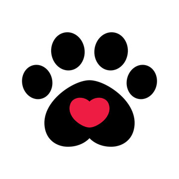 dog paw vector footprint icon heart valentine french bulldog cat foot character cartoon symbol illustration doodle design