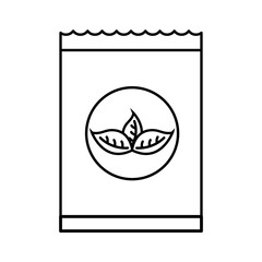 tea infusion bag with leaves line style icon vector design
